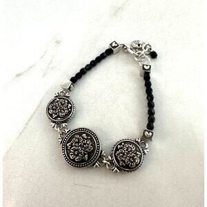 Brighton "1910 Jet Set" Black Bead Reversible Bracelet Preowned